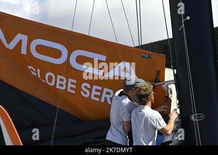 ©PHOTOPQR/OUEST FRANCE/Thomas Byregardis / Ouest-France ; Lorient ; 27/05/2021 ; Lorient, la base. Das Ocean Race Europe. Ambiance pontons Thomas Byregis / Ouest-France Stockfoto