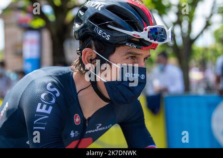 ©PHOTOPQR/LA MONTAGNE/Thierry LINDAUER ; ; 30/05/2021 ; cyclisme criterium du dauphine, THOMAS Geraint, issoire du 30 Mai 2021, Foto thierry Lindauer der erste Schritt von der 73. Ausgabe des Criterium du Dauphine Radrennen , 182km zwischen Issoire und Issoire am Mai 30 , 2021 . Stockfoto