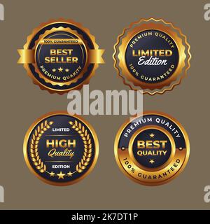 Goldene Krone höchste Qualität Etiketten Kollektion Icons Zufriedenheit garantiert für vip Kunden abstrakte Grafik Vektor isolierte Illustration Stock Vektor