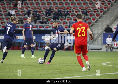 ©PHOTOPQR/LA PROVENCE/SPEICH Frédéric ; Nizza ; 02/06/2021 ; Fußball Coupe d'Europe des Nations UEFA Euro 2020 Spiel de Vorbereitung Frankreich - Pays de Galle au stade Allianz Arena Freundliches Spiel zwischen Frankreich und Wales im Allianz Riviera Stadion in Nizza am Mittwoch 2 Juni 2021 Stockfoto