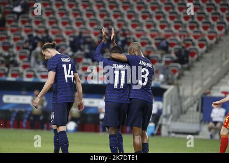 ©PHOTOPQR/LA PROVENCE/SPEICH Frédéric ; Nizza ; 02/06/2021 ; Fußball Coupe d'Europe des Nations UEFA Euro 2020 Spiel de Vorbereitung Frankreich - Pays de Galle au stade Allianz Arena Freundliches Spiel zwischen Frankreich und Wales im Allianz Riviera Stadion in Nizza am Mittwoch 2 Juni 2021 Stockfoto