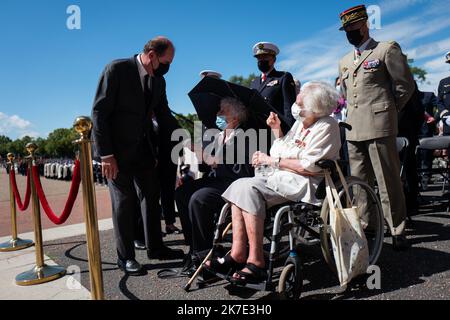 @ Pool/ Romain Gaillard/Maxppp, France, Suresnes, 2021/06/18 Jean Castex Ceremonie du 81eme anniversaire de l'Appel du 18 juin 1940 au Memorial de la France combattante, au Mont Valerien Paris, Frankreich, 18. 2021. juni Feier des 81.. Jahrestages des De Gaulle-Appells vom 18. Juni, 1940 am Denkmal des Kämpfers Frankreich, auf dem Mont Valerien. Emmanuel Macron Stockfoto