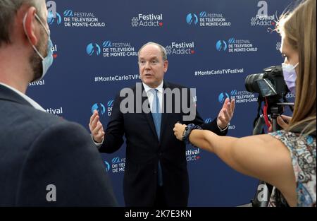 ©PHOTOPQR/NICE MATIN/Cyril Dodergny ; Monaco ; 18/06/2021 ; Monaco le 18/06/2021 - 60éme Festival de Télévision de Monte-Carlo au Grimaldi Forum - S.A.S Le Prince Albert II Eröffnungszeremonie des 60. Monte-Carlo Television Festivals in Monaco , on June 18 , 2021 . Stockfoto