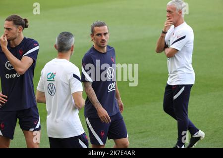 ©PHOTOPQR/LE PARISIEN/Olivier Arandel ; Budapest ; Budapest (Hongrie) Dimanche 20 juin 2021 Fußball Euro 2020 (2021) Entraînement Stade Nandor Euro 2020 Fuß Stade Entrainement Antoine Griezmann - französische Fußballnationalmannschaft beim Training während des Euro2020 Wettkampfes, am 20. 2021. juni Stockfoto