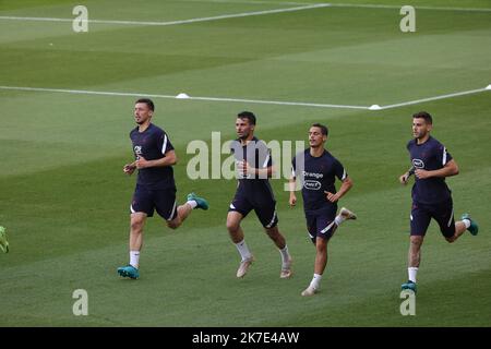 ©PHOTOPQR/LE PARISIEN/Olivier Arandel ; Budapest ; Budapest (Hongrie) Dimanche 20 juin 2021 Fußball Euro 2020 (2021) Entraînement Stade Nandor Euro 2020 Fuß Stade Entrainement - Frankreich Nationalmannschaft des Fußballs beim Training während Euro2020 Wettbewerb, am 20. 2021. juni Stockfoto