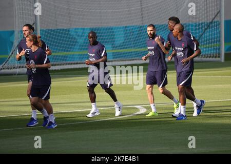 ©PHOTOPQR/LE PARISIEN/Olivier Arandel ; Budapest ; Budapest (Hongrie) Dimanche 20 juin 2021 Fußball Euro 2020 (2021) Entraînement Stade Nandor Euro 2020 Fuß Stade Entrainement - Frankreich Nationalmannschaft des Fußballs beim Training während Euro2020 Wettbewerb, am 20. 2021. juni Stockfoto