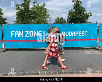 ©PHOTOPQR/LE PARISIEN/Olivier Arandel ; Budapest ; 21/06/2021 ; Budapest, Hongrie Lundi 21 juin 2021 UEFA Euro Football 2020 (2021) Illustrationen Fan Zone de Budapest Stockfoto