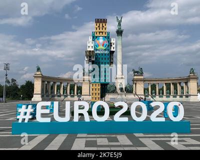 ©PHOTOPQR/LE PARISIEN/Olivier Arandel ; Budapest ; 21/06/2021 ; Budapest, Hongrie Lundi 21 juin 2021 UEFA Euro Football 2020 (2021) Illustrationen Fan Zone de Budapest Stockfoto