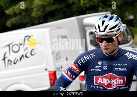 ©PHOTOPQR/OUEST FRANCE/Thomas Besegris / Ouest-France ; Brest ; 24/06/2021 ; Tour de France 2021, départ de Brest (29) Jeudi, deux jours avant le départ. Mathieu Van der Poel de l'équipe Alpecin-Fenix Thomas Byregis / Ouest-France 108. Ausgabe des Radrennens Tour de France, in Brest, Frankreich, Donnerstag, 24. Juni 2021 Stockfoto