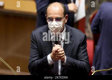 ©Sebastien Muylaert/MAXPPP - Jean Castex Premier Ministre lors des questions au gouvernement dans l'hemicycle de l'Assemblee Nationale. Paris, 20.07.2021 frankreich paris der Senat Juli 20 2021 Stockfoto