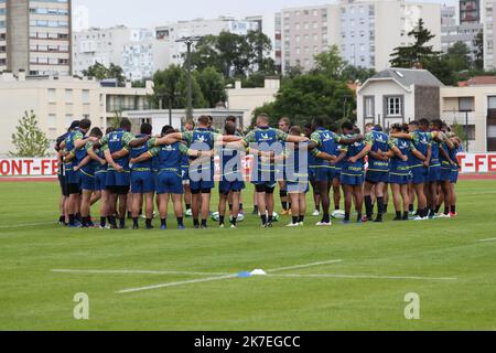 Thierry Larret/Maxppp Rugby Top 14. Entrainement de l'ASM Clermont Auvergne au Phillipe Marcombes, Clermont-Ferrand (63). Stockfoto