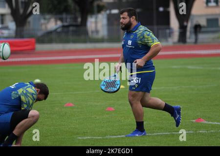 Thierry Larret/Maxppp Rugby Top 14. Entrainement de l'ASM Clermont Auvergne au Phillipe Marcombes, Clermont-Ferrand (63). Stockfoto