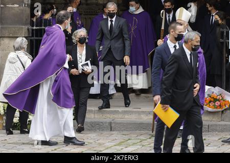 ©PHOTOPQR/LE PARISIEN/olivier corsan ; Paris ; 10/09/2021 ; Paris, Frankreich, le 10 septembre 2021. Obsèques de l'acteur Jean-Paul Belmondo à l'église de Saint-Germain des Près. Paul Belmondo. Trauerfeier für den verstorbenen französischen Schauspieler Jean Paul Belmondo in der Kirche Saint Germain des Pres im September 10, 2021 Stockfoto