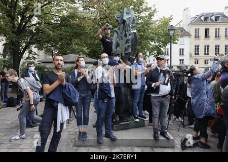 ©PHOTOPQR/LE PARISIEN/olivier corsan ; Paris ; 10/09/2021 ; Paris, Frankreich, le 10 septembre 2021. Obsèques de l'acteur Jean-Paul Belmondo à l'église de Saint-Germain des Près. Trauerfeier für den verstorbenen französischen Schauspieler Jean Paul Belmondo in der Kirche Saint Germain des Pres im September 10, 2021 Stockfoto