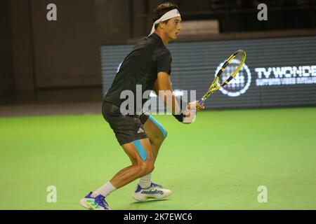 ©Laurent Lairys/MAXPPP - Antoine Hoang aus Frankreich 8eme Finale während des Open de Rennes Turniers am 16. September 2021 beim Open Blot Rennes in Rennes, Frankreich - Foto Laurent Lairys / MAXPPP Stockfoto