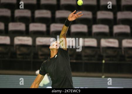 ©Laurent Lairys/MAXPPP - Antoine Hoang aus Frankreich 8eme Finale während des Open de Rennes Turniers am 16. September 2021 beim Open Blot Rennes in Rennes, Frankreich - Foto Laurent Lairys / MAXPPP Stockfoto