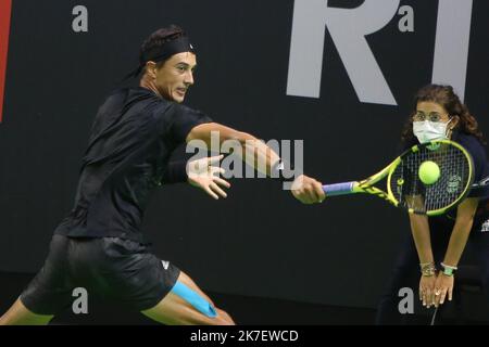 ©Laurent Lairys/MAXPPP - Antoine Hoang aus Frankreich 8eme Finale während des Open de Rennes Turniers am 16. September 2021 beim Open Blot Rennes in Rennes, Frankreich - Foto Laurent Lairys / MAXPPP Stockfoto