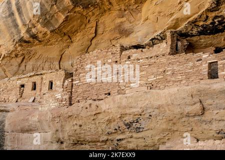 Wand in Nische im Mug House im Mesa Verde National Park Stockfoto