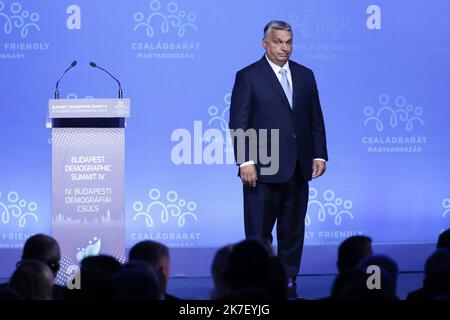 ©PHOTOPQR/LE PARISIEN/olivier corsan ; Budapest ; 09/06/2021 ; Budapest, Hongris, 23 sepetmbre 2021. 4 Sommet Démographique de Budapest. Viktor Orban Premier Ministre de Hongrie Budapester Demografiegipfel am 23. September 2021 Stockfoto