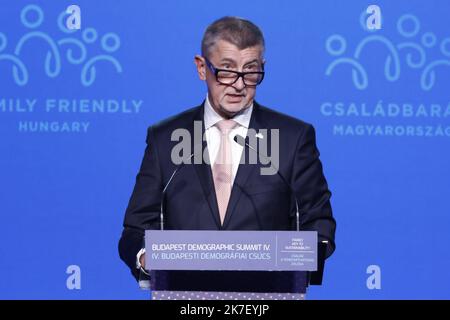 ©PHOTOPQR/LE PARISIEN/olivier corsan ; Budapest ; 09/06/2021 ; Budapest, Hongris, 23 sepetmbre 2021. 4 Sommet Démographique de Budapest. Andrej Babic, Premier Ministre de la République tchèque Demografischer Gipfel in Budapest am 23. September 2021 Stockfoto