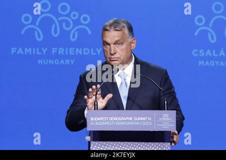 ©PHOTOPQR/LE PARISIEN/olivier corsan ; Budapest ; 09/06/2021 ; Budapest, Hongris, 23 sepetmbre 2021. 4 Sommet Démographique de Budapest. Viktor Orban Premier Ministre de Hongrie Budapester Demografiegipfel am 23. September 2021 Stockfoto