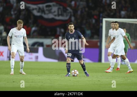 ©Sebastien Muylaert/MAXPPP - Lionel Messi vom PSG während der UEFA Champions League-Gruppe Ein Spiel zwischen Paris Saint-Germain und Manchester City im Parc des Princes in Paris, Frankreich. 28.09.2021 Stockfoto