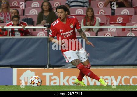 ©Laurent Lairys/MAXPPP - Darwin Núñez von Benfica während des UEFA Champions League-, Gruppen-, Gruppen-E-Fußballspiels zwischen SL Benfica und FC Barcelona am 29. September 2021 im Stade de Luz, Lissabon, Portugal - Foto Laurent Lairys / MAXPPP Stockfoto