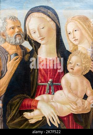 ©Active Museu/MAXPPP - ActiveMuseum 0000663.jpg / La Vierge et l'Enfant avec Saint Jerome et Sainte Madeleine, 1490 - Neroccio de Landi 1490 - / Neroccio de Landi / Peinture Active Museum / Le Pictorium Baby ,Child ,Mary (Mutter von Jesus) ,Quattrocento ,Religion ,religiös ,Heiliger ,Vertikal ,Jungfrau und Kind ,Frau ,Jesus Christus ,Maria Magdalena ,Heiliger Hieronymus ,XV. Jahrhundert ,Neroccio de Landi ,Malerei , Stockfoto