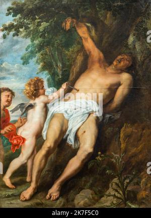 ©Active Museu/MAXPPP – ActiveMuseum 0000792.jpg/Saint Sebastien secouru par les anges, 1630 - Anton van Dyck 1630 - / Anton van Dyck / Peinture Active Museum / Le Pictorium Angel, Barock, katholische Religion, Cherub, Verletzung, Lick (to), Natur, Relief, Religion, Heiliger, Thistle, Krawatte, zu retten, Baum, Vertikal, Heiliger Sebastian, 17. Jahrhundert, Anton van Dyck, Malerei, Stockfoto