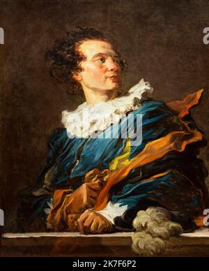 ©Active Museu/MAXPPP - ActiveMuseum 0001850.jpg / Portrait de l'Abbe de Saint-Non en costume de fantaisie, Vers 1770 - Jean-Honore Fragonard 1770 - / Jean Honore Fragonard / Peinture Active Museum / Le Pictorium 1 Personen, Abt, Blau, Braunes Haar, Katholisch (Adj und Substantiv) ,Katholizismus ,Christ ,Christentum (Religion) ,Kostüm ,lockiges Haar ,Fantaisie ,Faust geballt ,Glove ,Gold (Farbe) ,Hut ,Humanist ,Mann ,Mann des Glaubens ,Kloster ,Malerei ,Pfarrer ,Porträt ,Priester ,Ruff ,Ruff () ,kurzhaarig ,Tisch ,gedrehter Kopf ,Vertikal ,Jean-Claude Richard ,18. Jahrhundert ,Jean Honore Fragonard , Stockfoto