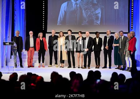 ©FRANCK CASTEL/MAXPPP - 32. Dinard British Film Festival - erster Tag. Die Jurymitglieder Eye Haidara, Paul Webster, Berenice Bejo, Mohamed Hamidi, Laura Smet, Jean des Forets, Finnegan Oldfield nehmen am 29. September 2021 am 1. Dinard British Film Festival 32. in Dinard, Frankreich, Teil. Stockfoto