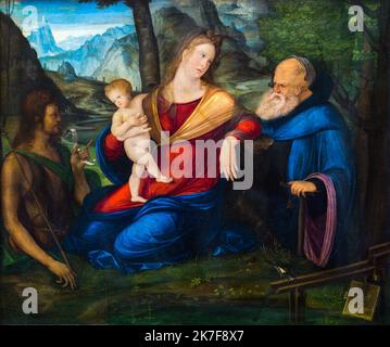 ©Active Museu/MAXPPP - ActiveMuseum 0002197.jpg / La Vierge et l'Enfant entre saint Jean-Baptiste et saint Antoine abbe, dite La Vierge a la Fontaine 1515 - / Jacopo de' Barbari / Peinture Active Museum / Le Pictorium Catholic (adj und Substantiv) ,Katholische Religion ,Katholizismus ,Christ ,christliche Religion ,Christentum (Religion) ,Figurative Malerei ,Horizontal ,Jesus (Säugling) ,Jesus Christus ,Maria (Mutter von Jesus) ,Religion ,Religiös ,Heiliger Athony ,Heiliger Johannes Täufer ,Jungfrau und Kind ,16. Jahrhundert ,Jacopo de' Barbari ,Malerei , Stockfoto