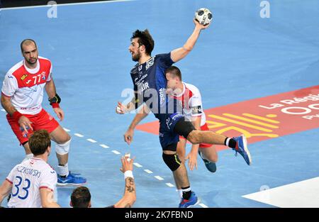 ©PHOTOPQR/LE MIDI LIBRE/JEAN MICHEL MART ; MONTPELLIER ; 20/10/2021 ; ARENA / HANDBALL COUPE D'EUROPE EHF LIGUE DES CHAMPIONS MONTPELLIER MHB / MESHKOV BREST JULIEN BOS Stockfoto