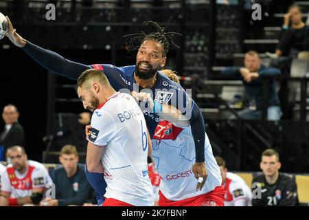 ©PHOTOPQR/LE MIDI LIBRE/JEAN MICHEL MART ; MONTPELLIER ; 20/10/2021 ; ARENA / HANDBALL COUPE D'EUROPE EHF LIGUE DES CHAMPIONS MONTPELLIER MHB / MESHKOV BREST DUARTE Stockfoto