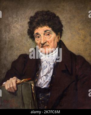 ©Active Museu/MAXPPP - ActiveMuseum 0006153.jpg / Portrait de Jean-Baptiste Descamps, Premier Conservateur du musee 1832 - / Joseph-Desire Court / Peinture Active Museum / Le Pictorium Brown Hintergrund, Kurator, Zeichnungsfolder, Jabot, Alter Mann, Bleistift, historische Kostüme, Vertikal, Jean-Baptiste Descamps, 19. Jahrhundert, Joseph-Desire Court, Malerei, Stockfoto