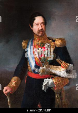 ©Active Museu/MAXPPP - ActiveMuseum 0006644.jpg / Ramón Maria Narvaez et Campos / Vicente López / Peinture Active Museum / Le Pictorium bicorne Hut, Nahaufnahme, wolkiger Himmel, Handschuh, indirekter Blick, Ehrenlegion, Mann, Medaille, Militäruniform, Schal, Stehkragen, Stock (Gehen), Schwert, Dreiviertel-Profil, vertikales Schwert, Ramon Maria Narvaez und Campos ,19. Jahrhundert ,Vicente Lopez ,Malerei , Stockfoto