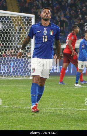 ©Laurent Lairys/MAXPPP - Emerson of Italy während der FIFA World Cup 2022, Qualifikationsspiel der Gruppe C zwischen Italien und der Schweiz am 12. November 2021 im Stadio Olimpico in Rom, Italien - Foto Laurent Lairys / MAXPPP Stockfoto