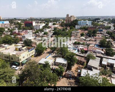 ©Nicolas Remene / Le Pictorium/MAXPPP - Vue eyrienne de l'Urbanisation d'un quartier de Bamako au Mali le 3 novembre 2021. Stockfoto