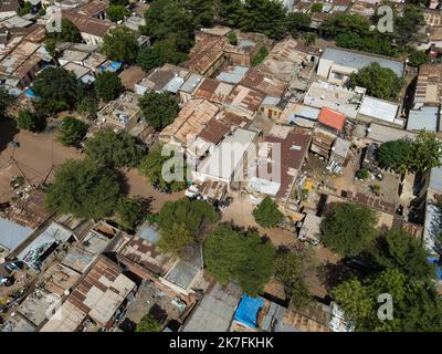 ©Nicolas Remene / Le Pictorium/MAXPPP - Vue eyrienne de l'Urbanisation d'un quartier de Bamako au Mali le 3 novembre 2021. Stockfoto