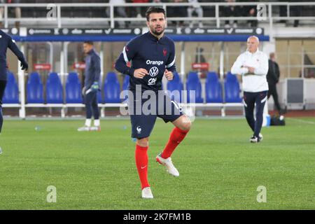 ©Laurent Lairys/MAXPPP - Leo Dubois aus Frankreich während der FIFA Weltmeisterschaft 2022, Qualifikationsspiel der Gruppe D zwischen Finnland und Frankreich am 16. November 2021 im Olympiastadion in Helsinki, Finnland - Foto Laurent Lairys / MAXPPP Stockfoto