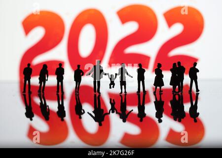 ©PHOTOPQR/LE PARISIEN/LP / Arnaud Journois ; PARIS ; 20/12/2021 ; ILLUSTRATION ANNEE 2022 Stockbild für 2022 neues Jahr Stockfoto