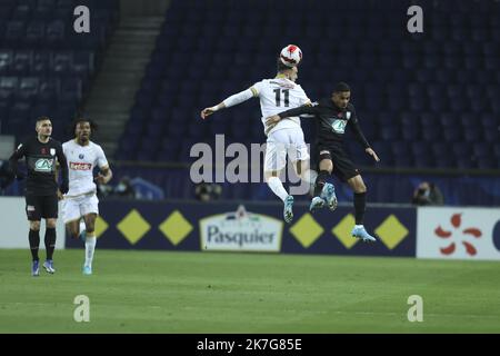 ©Sebastien Muylaert/MAXPPP - Colin Dagba von Paris Saint-Germain während des französischen Cup-Spiels zwischen Paris Saint Germain und OGC Nice in Paris, Frankreich. 31.01.2022 Stockfoto