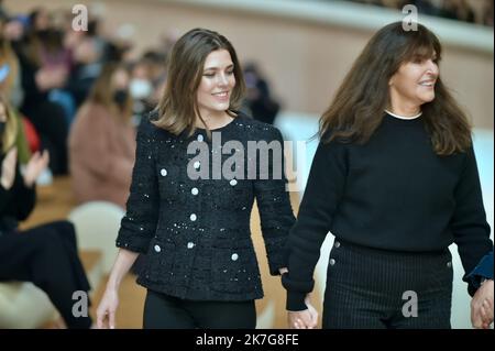 ©Agence Franck Castel/MAXPPP - Charlotte Casiraghi reitet auf dem Laufsteg während der Chanel Haute Couture Spring Summer 2022 Show im Rahmen der Paris Fashion Week am 25. Januar 2022 im Le Grand Palais Ephemere in Paris, Frankreich. Stockfoto