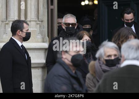 ©Sebastien Muylaert/MAXPPP - Vincent Cassel lors des obseques de l'acteur Gaspard Ulliel mort a 37 ans des Suites d'un uncident de Ski, en l'eglise Saint Eustache. Paris, 27.01.2022 Paris, Frankreich, 27. 2022. januar die Beerdigung des französischen Schauspielers Gaspard Ulliel, der im Alter von 37 Jahren nach einem Skiunfall starb, wird in der Kirche Sainte Eustache gefeiert. Stockfoto