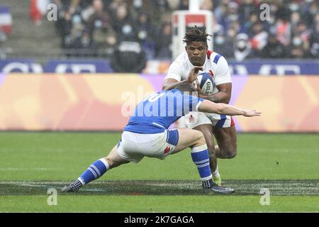 ©Sebastien Muylaert/MAXPPP - Paris 06/02/2022 Jonathan Danty aus Frankreich beim Guinness Six Nations-Spiel zwischen Frankreich und Italien im Stade de France in Paris, Frankreich. 06.02.2022 Stockfoto