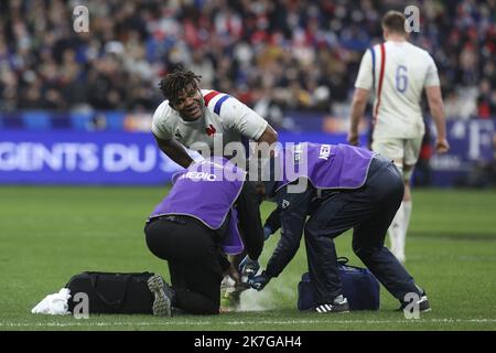 ©Sebastien Muylaert/MAXPPP - Paris 06/02/2022 Jonathan Danty aus Frankreich beim Guinness Six Nations-Spiel zwischen Frankreich und Italien im Stade de France in Paris, Frankreich. 06.02.2022 Stockfoto