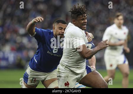 ©Sebastien Muylaert/MAXPPP - Paris 06/02/2022 Jonathan Danty aus Frankreich beim Guinness Six Nations-Spiel zwischen Frankreich und Italien im Stade de France in Paris, Frankreich. 06.02.2022 Stockfoto