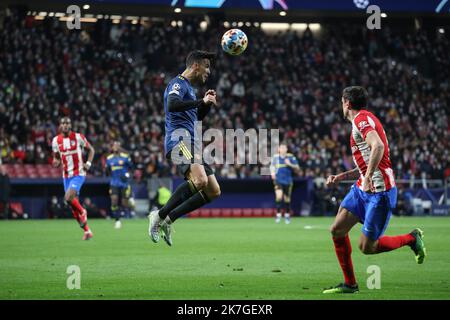 ©Manuel Blondau/AOP Press/MAXPPP - Cristiano Ronaldo von Manchester United während der UEFA Champions League Runde von 16, 1.-Bein-Spiel zwischen Atletico de Madrid und Manchester United im Wanda Metropolitano Stadium am 23. Februar 2022 in Madrid, Spanien. Stockfoto