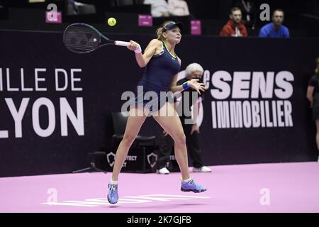 ©PHOTOPQR/LE PROGRES/Joël PHILIPPON - Lyon 05/03/2022 - Dayana Yastremska(UKR)-Sorana Cirstea. Open féminin WTA 250 de Lyon. -Ici l'ukrainienne Dayana Yastremska. Dayana Yastremska (UKR)-Sorana Cirstea. Open Tennis féminin WTA 250 de Lyon. Stockfoto