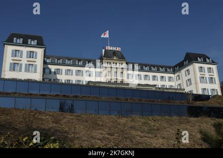 ©Francois Glories/MAXPPP - 07/03/2022 das Internationale Komitee vom Roten Kreuz (IKRK) hat seinen Sitz in Genf. Das 1863 gegründete IKRK ist der Ursprung der Genfer Konventionen und der Internationalen Rotkreuz- und Rothalbmondbewegung. Schweiz Genf, März 07 2022. Stockfoto